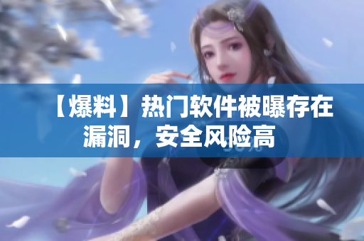 【爆料】热门软件被曝存在漏洞，安全风险高 