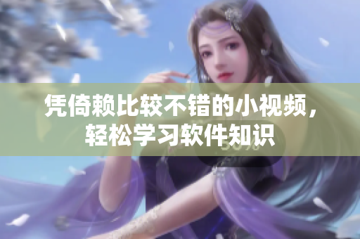 凭倚赖比较不错的小视频，轻松学习软件知识