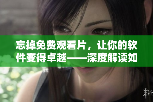 忘掉免费观看片，让你的软件变得卓越——深度解读如何编写高效软件！