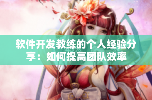 软件开发教练的个人经验分享：如何提高团队效率