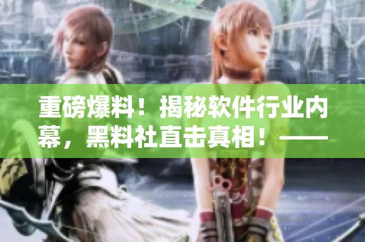 重磅爆料！揭秘软件行业内幕，黑料社直击真相！——软件界独家报道！