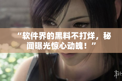 “软件界的黑料不打烊，秘闻曝光惊心动魄！”