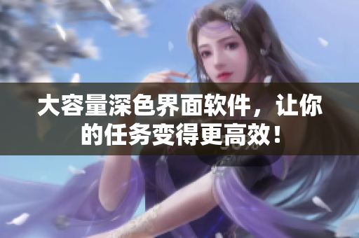 大容量深色界面软件，让你的任务变得更高效！
