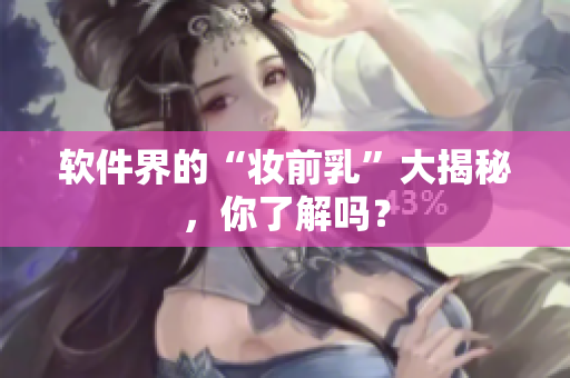软件界的“妆前乳”大揭秘，你了解吗？