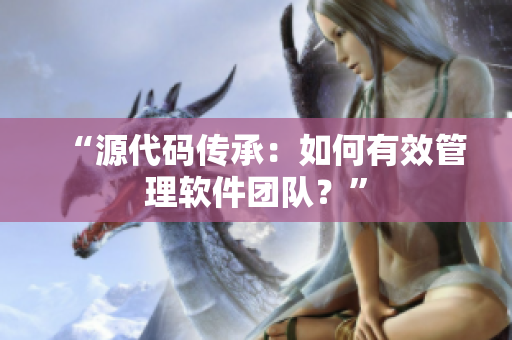 “源代码传承：如何有效管理软件团队？”
