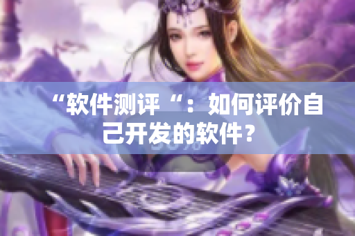 “软件测评“：如何评价自己开发的软件？