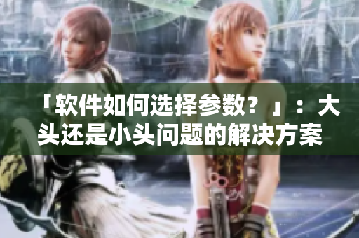 「软件如何选择参数？」：大头还是小头问题的解决方案