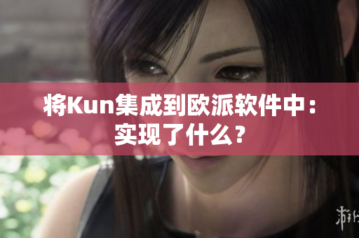 将Kun集成到欧派软件中：实现了什么？