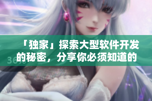 「独家」探索大型软件开发的秘密，分享你必须知道的方法与工具！