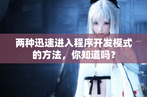 两种迅速进入程序开发模式的方法，你知道吗？