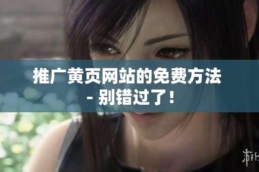 推广黄页网站的免费方法 - 别错过了！