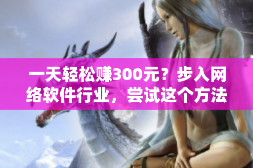 一天轻松赚300元？步入网络软件行业，尝试这个方法！