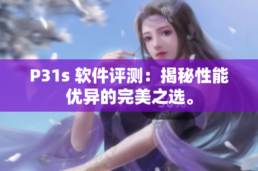 P31s 软件评测：揭秘性能优异的完美之选。