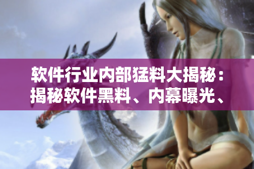 软件行业内部猛料大揭秘：揭秘软件黑料、内幕曝光、公司内部纷争全曝光