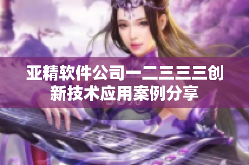 亚精软件公司一二三三三创新技术应用案例分享