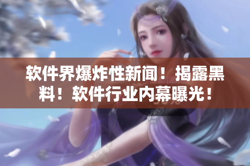 软件界爆炸性新闻！揭露黑料！软件行业内幕曝光！