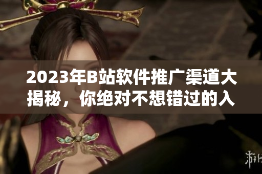 2023年B站软件推广渠道大揭秘，你绝对不想错过的入口！