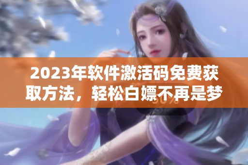 2023年软件激活码免费获取方法，轻松白嫖不再是梦
